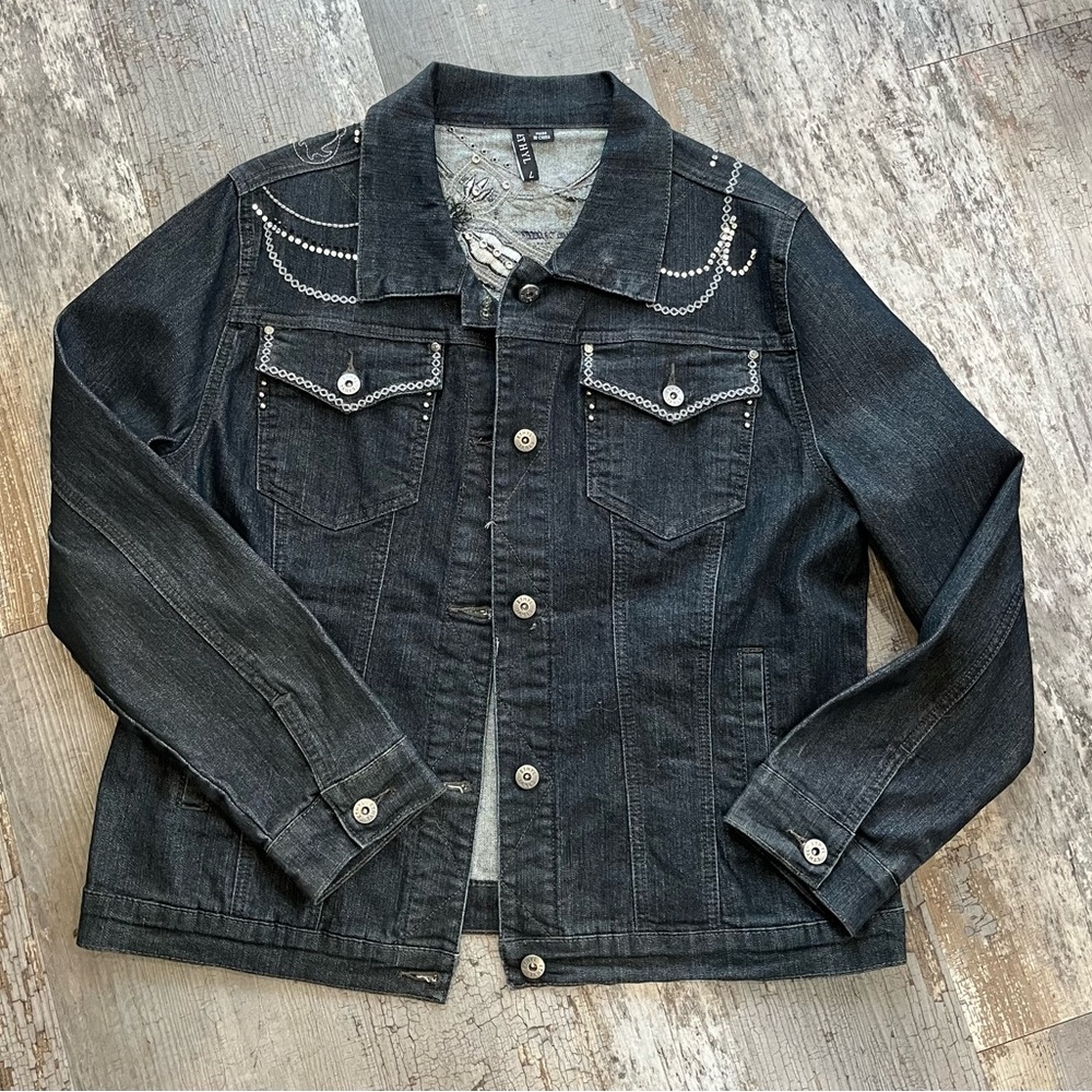 Denim Jean jacket with lots of bling, new without tags